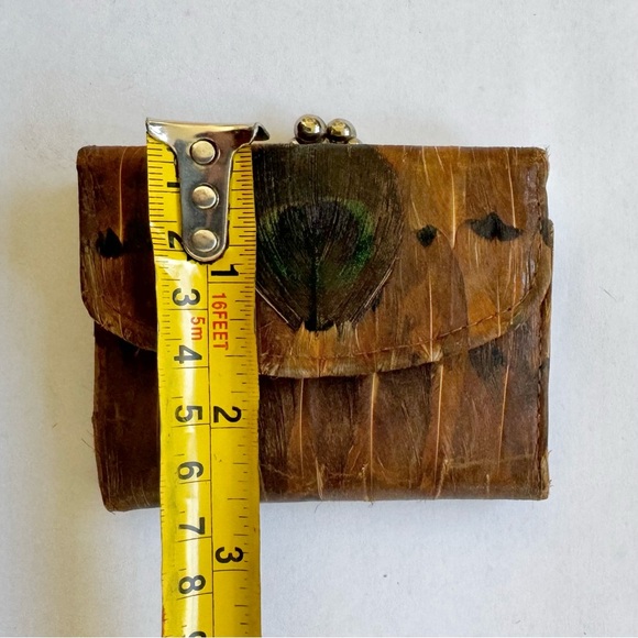 [SOLD] Vintage 70’s/80’s Genuine Peacock Feather & Leather Wallet / Coinpurse - Picture 12 of 13